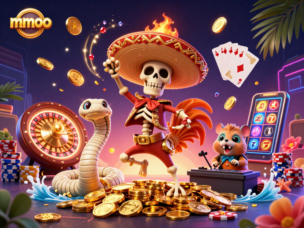 Experience the excitement of mmoo with a vibrant casino scene featuring action-packed characters and dynamic gaming elements.
