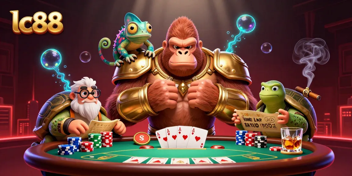Experience thrilling poker action at lc88 with gorilla king, chameleon spy, and tortoise elder.