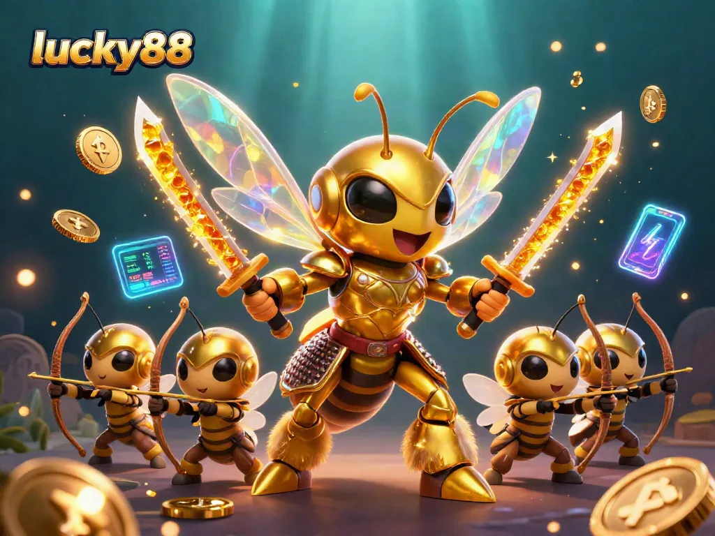 Engage with lucky88 in an energetic casino scene featuring vibrant 3D characters and dynamic gaming elements.