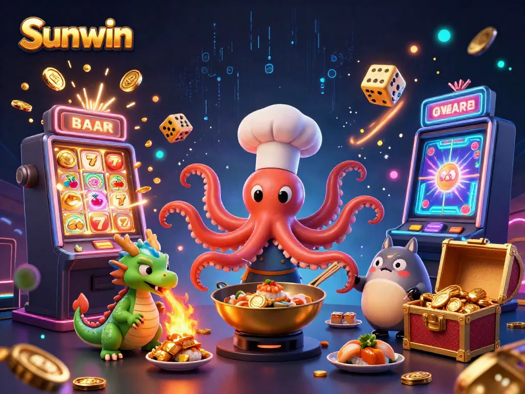 Engage with Sunwin's thrilling casino experience featuring animated characters and dynamic game elements.