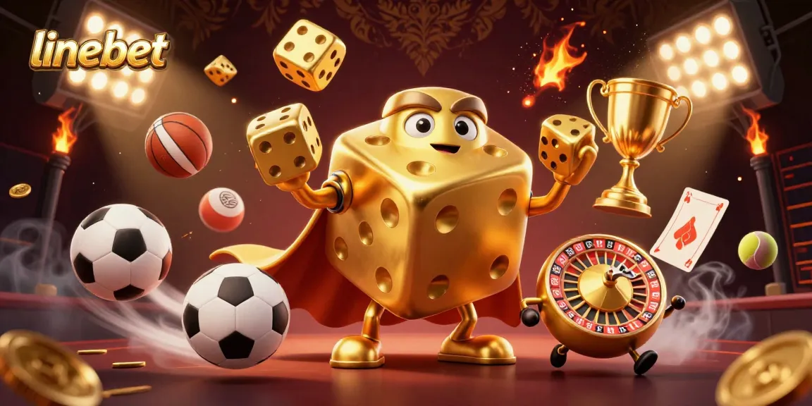 Experience linebet's dynamic casino atmosphere with golden dice and sports action.