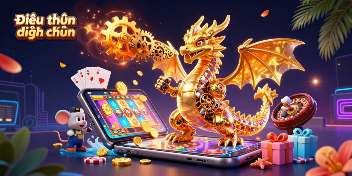 Engage with the rich world of gambling through our Điều khoản điều kiện illustration, featuring vibrant slot games and dynamic characters.