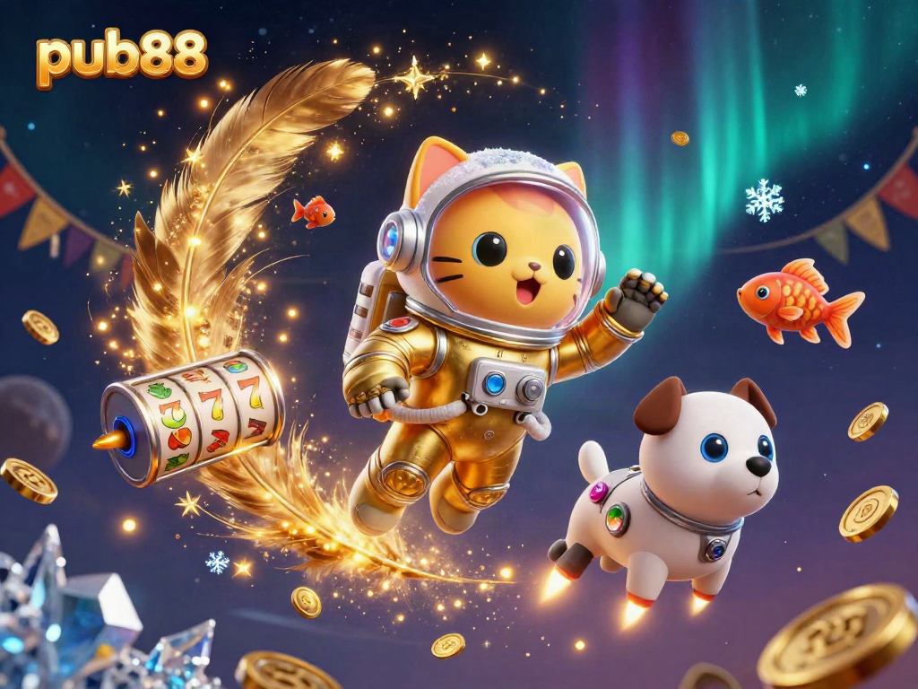 Engage with vibrant slots action in a cosmic adventure featuring pub88's unique 3D characters.