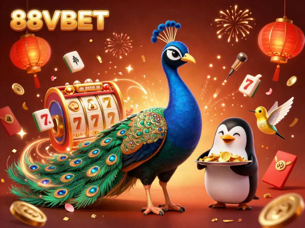 Engage with thrilling experiences at 88VBET, illustrated by a vibrant scene of casino elements.