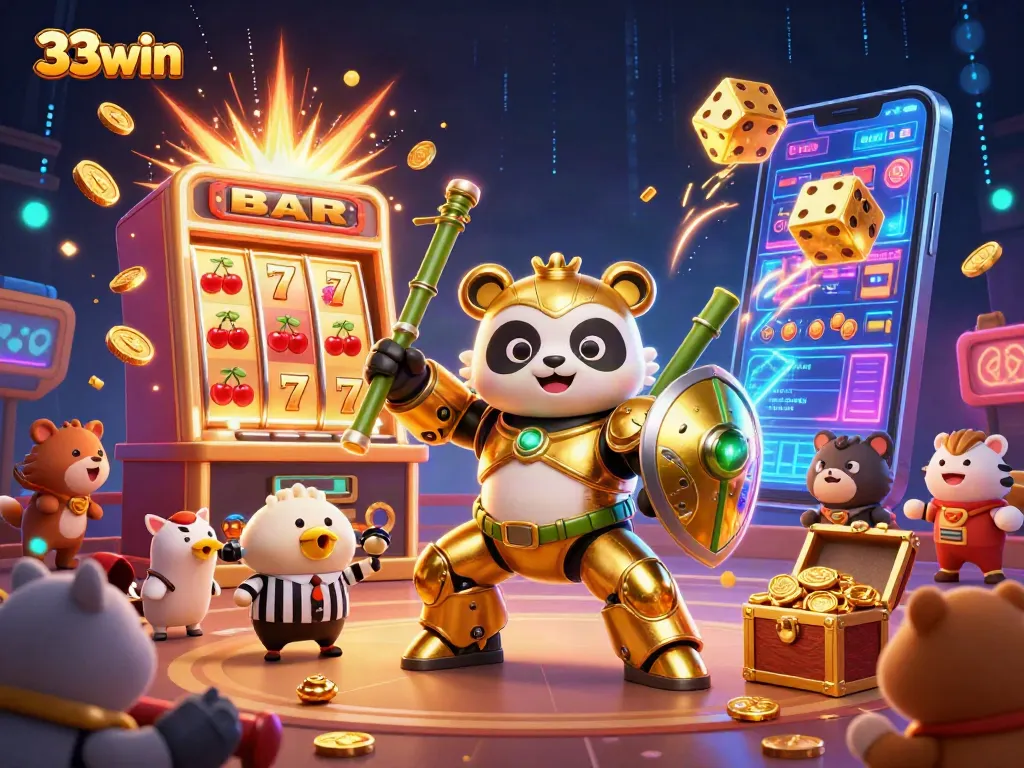 Experience thrilling gaming at 33win with a vibrant slot machine featuring exciting jackpots and winning symbols.