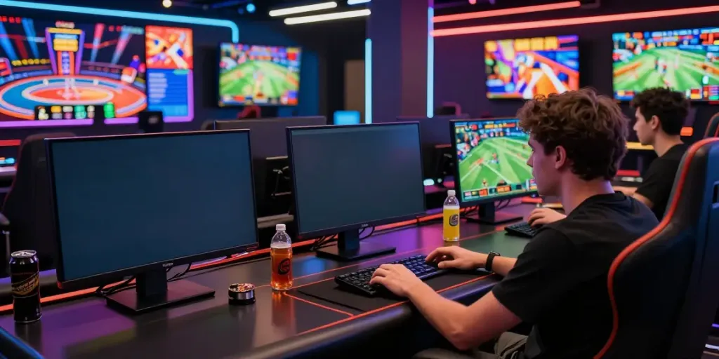 Live betting action at https://8kbeteu.com/ showcasing dynamic sports and casino games in a modern gaming setup.
