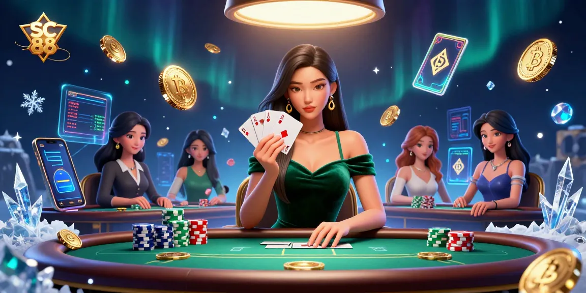 SC 88 player expertly strategizing a poker game with cards and casino chips.