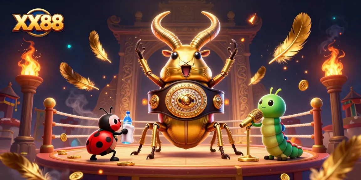 Experience exhilarating action with XX88 as a golden stag beetle and companions animate the online gambling arena.