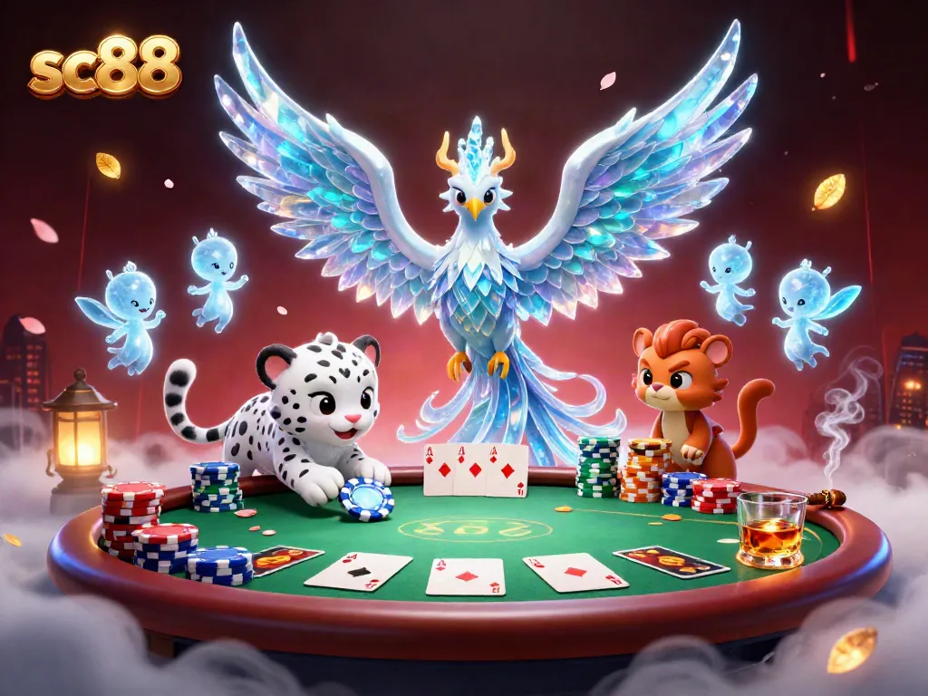 Engage with sc88's vibrant gaming atmosphere featuring unique 3D characters amidst poker action.
