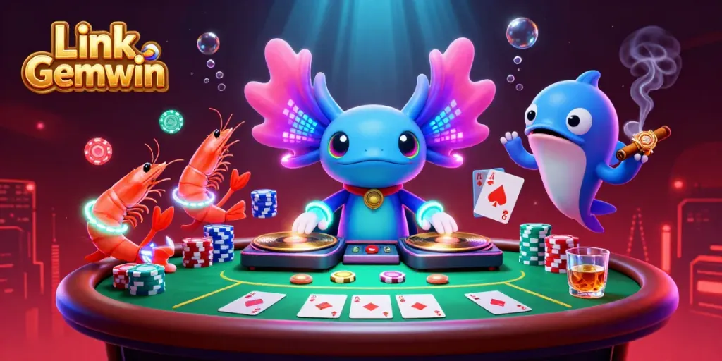 Experience exciting action in Link Gemwin's vibrant casino scene with animated characters and dynamic elements.