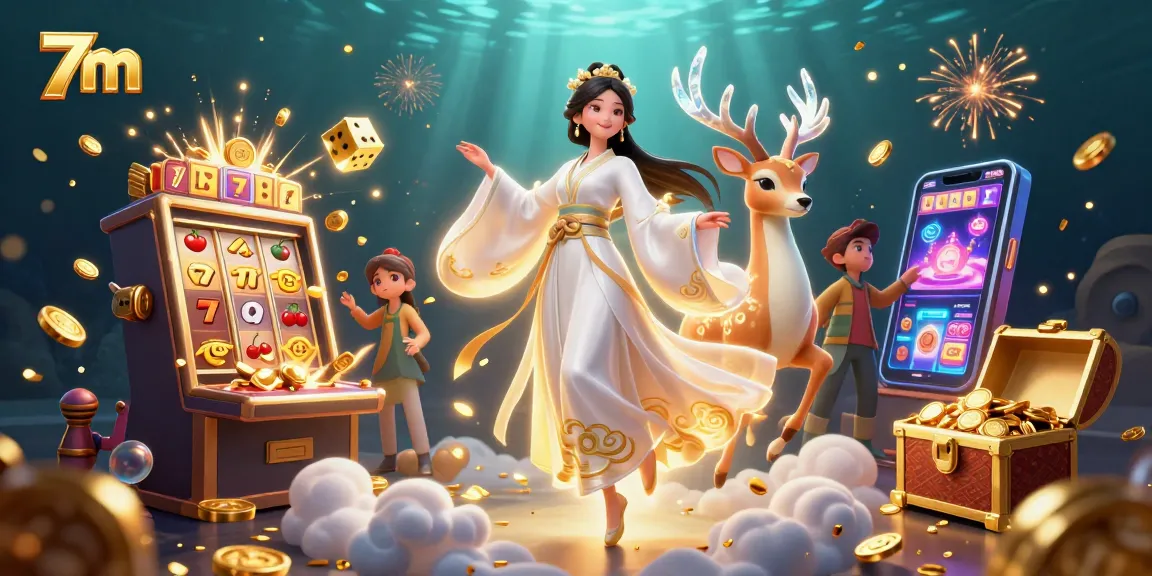 Win big with 7m's exciting games showcased in a vibrant 3D illustration.