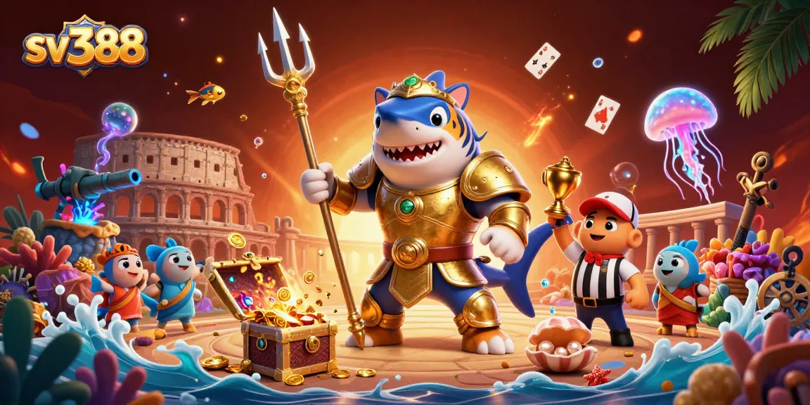 Engage in thrilling sv388 cockfighting surrounded by 3D characters in an underwater arena with rich details.