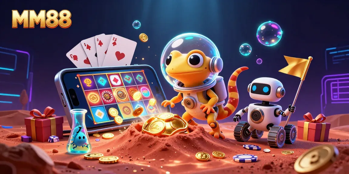 Experience the excitement of MM88 as a Martian gecko discovers a hidden casino among golden treasures.