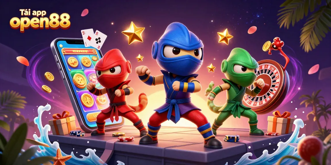 Tải app open88 and enjoy thrilling games with vibrant visuals and dynamic characters in an exciting casino setting.