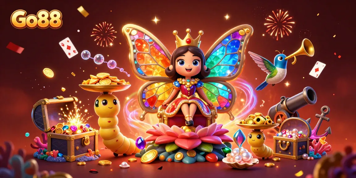 Experience the excitement of Go88 with vibrant casino elements in a magical digital illustration.