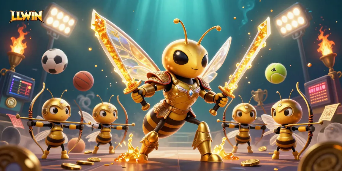 Experience thrilling gameplay at LLWIN with dynamic sports betting illustrations surrounded by casino elements.