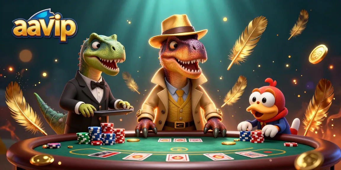 Engage with aavip's dynamic casino scene featuring a velociraptor card counter and stegosaurus pit boss.