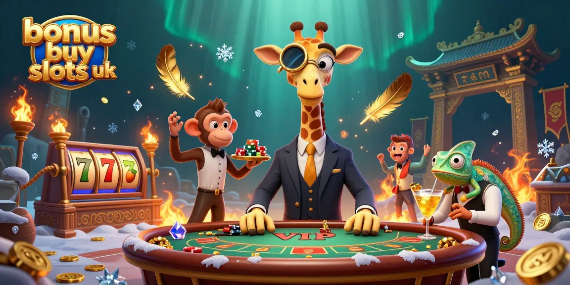 Enjoy thrilling action with bonus buy slots uk at a lively digital casino scene featuring vibrant characters and slot elements.