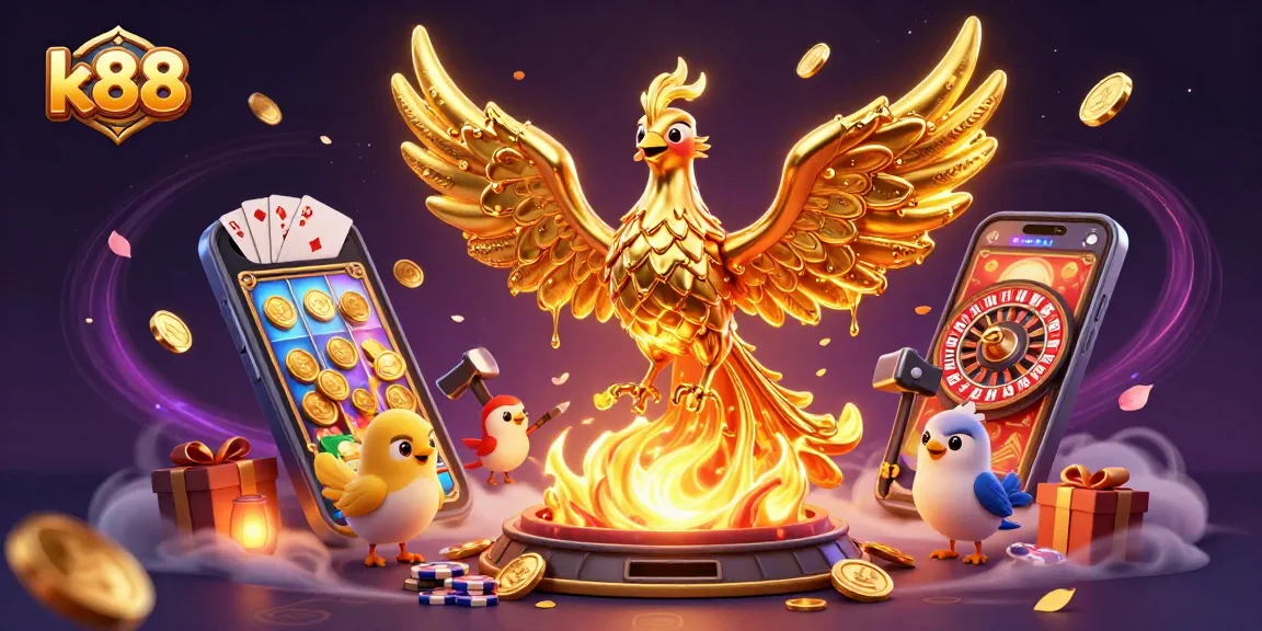 Experience the k88 thrill as golden phoenix ushers in jackpot wins amidst a vibrant casino scene.