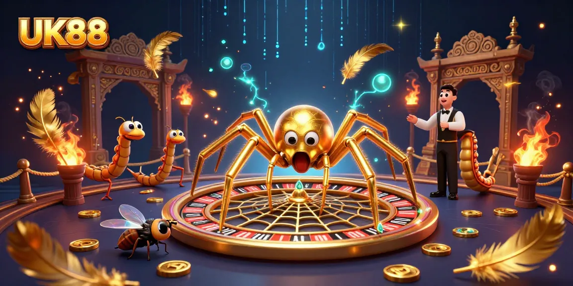 Engage with UK88 as a fly nervously bets in a colorful, thrilling 3D casino scene.