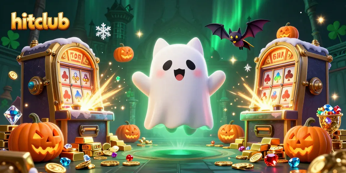 Win big at hitclub with a ghost cat and vampire bat in a vibrant casino scene.