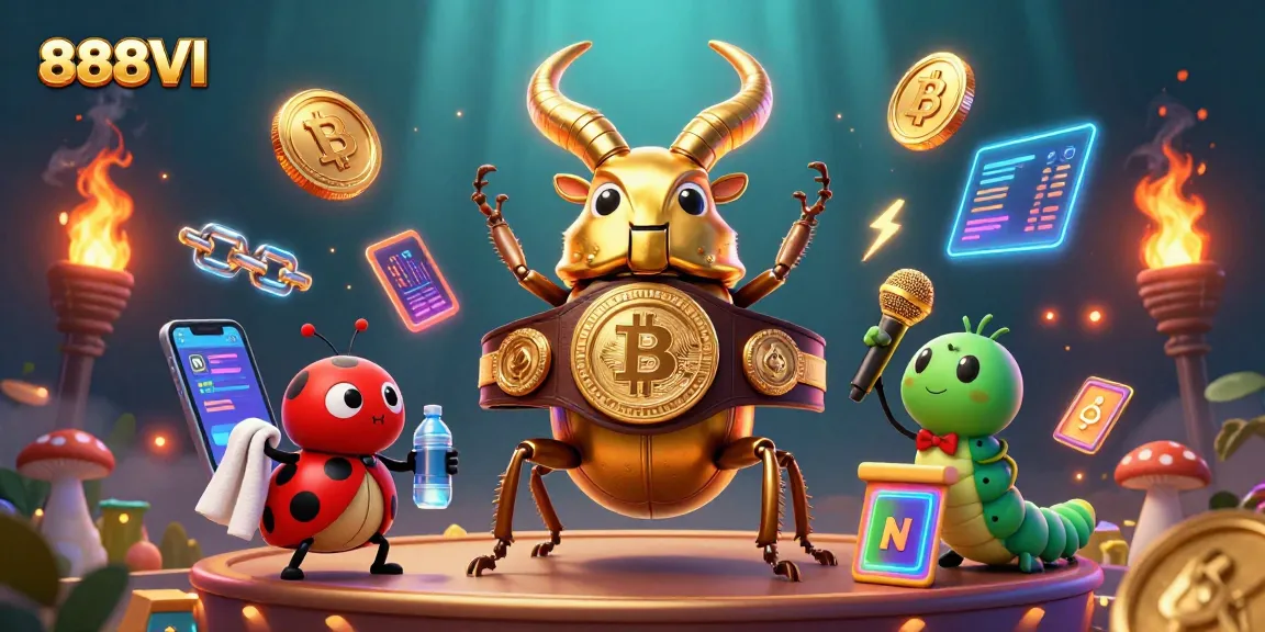 Engage in thrilling casino adventures with 888VI's vibrant 3D illustration of a boxing beetle champion and ladybug assistant.
