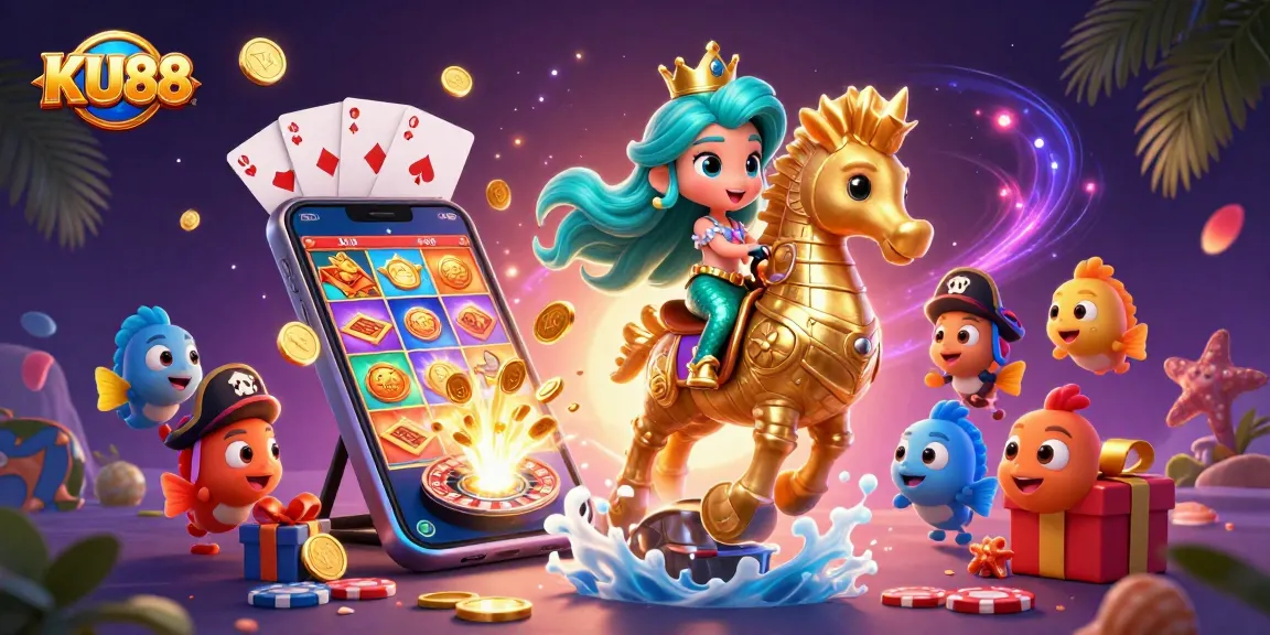 Engage with KU88's exciting gameplay, featuring vibrant 3D characters and dynamic casino elements.