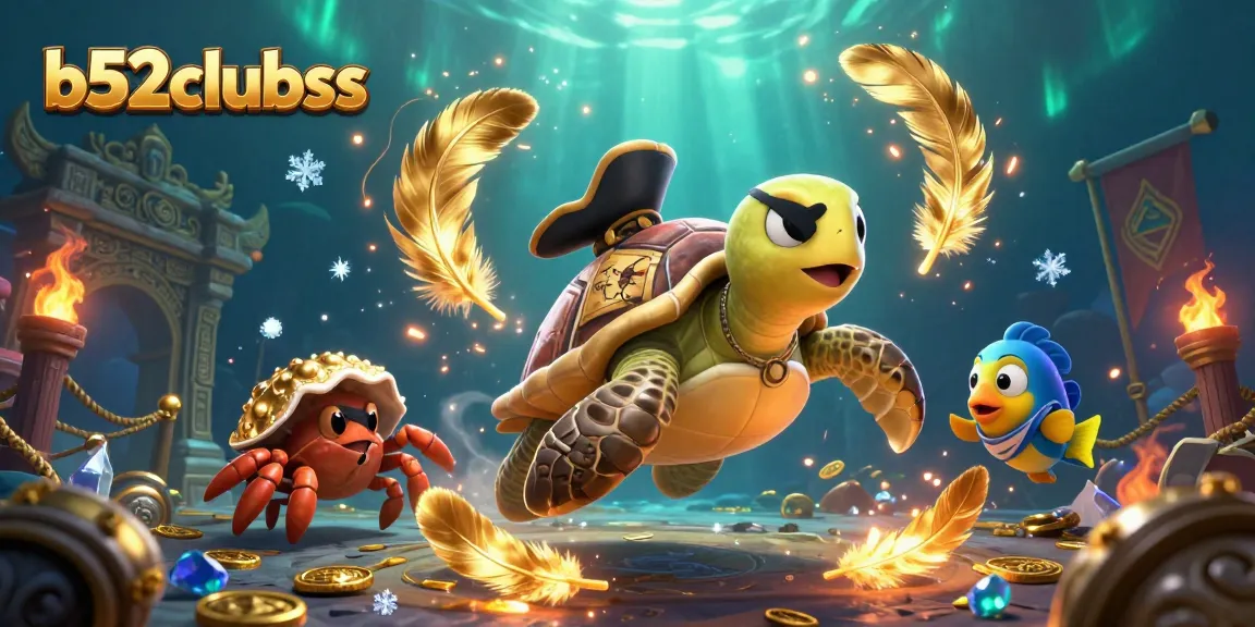Experience the thrills of b52clubss with pirate characters surrounded by casino game elements in a dynamic underwater scene.