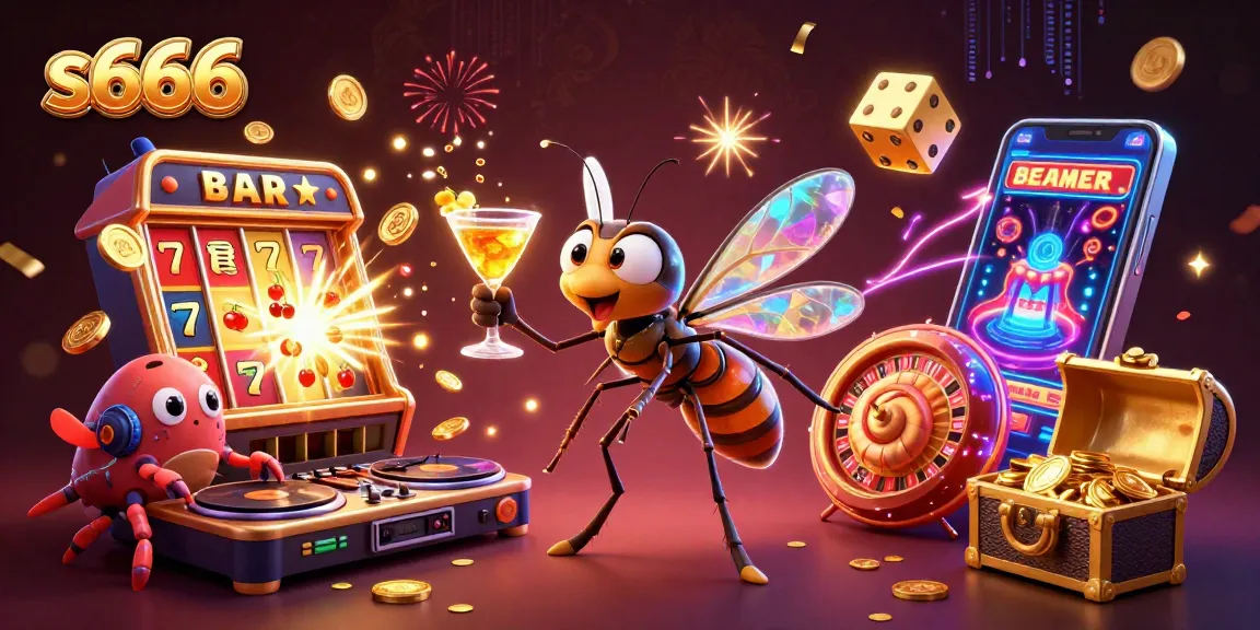 S666 brings excitement alive with a vibrant casino illustration showcasing a unique frozen mosquito mascot.