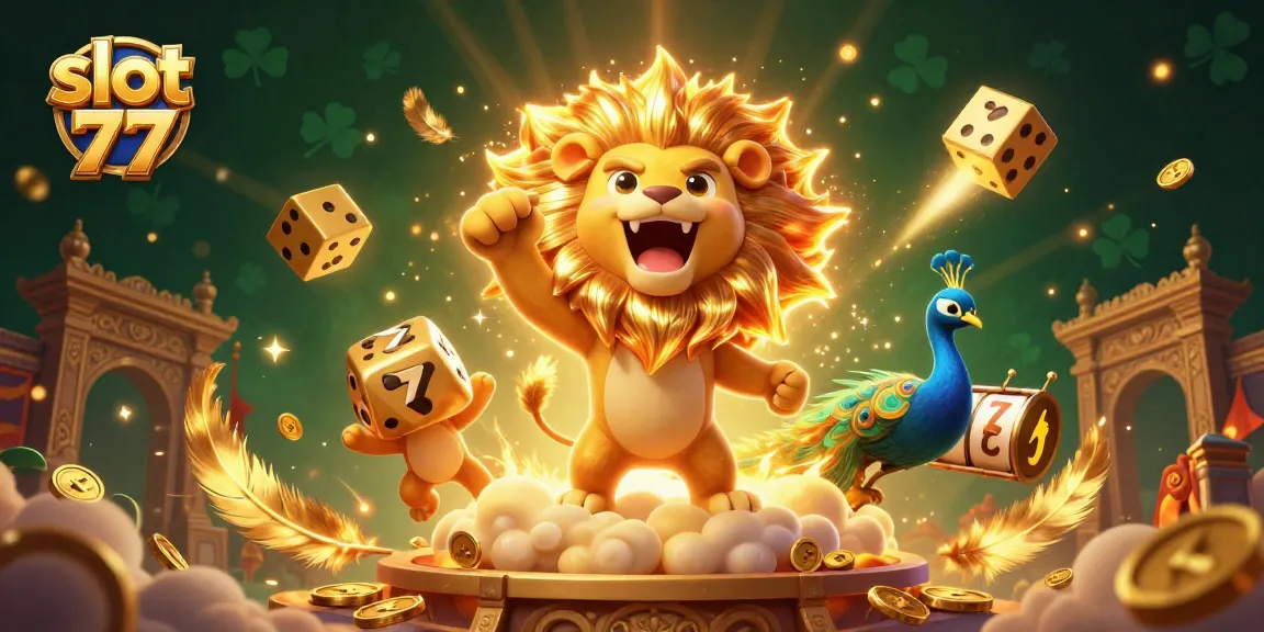 Engage with vibrant slot 77 gameplay illustrated with golden reels and dynamic casino elements.