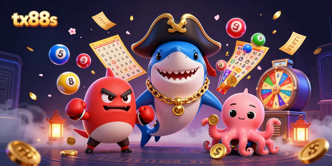 Experience excitement with tx88s as a shark captain, pufferfish, and octopus in a vibrant casino adventure.