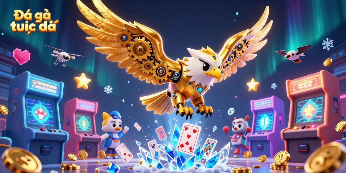 Experience thrilling Đá gà trực tiếp with dynamic holographic scenes and golden eagle warriors.