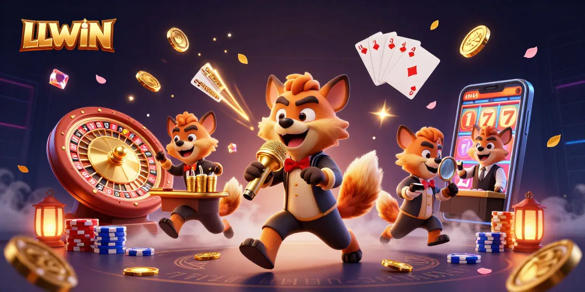 LLWIN offers a vibrant casino experience with hyenas engaging in various roles, showcasing dynamic gaming elements.