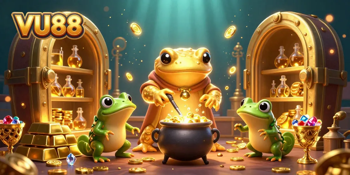 Experience VU88 as the alchemist creates gold coins in a vibrant casino scene.