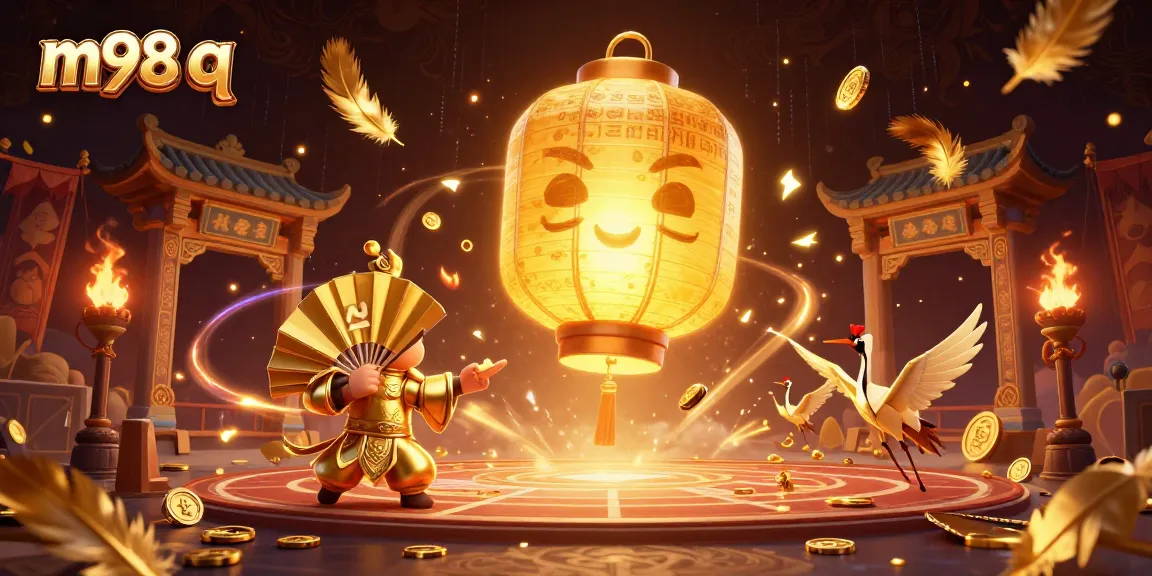 Experience elite gaming ambiance with m98 q, showcasing a golden lantern spirit above a bustling casino.
