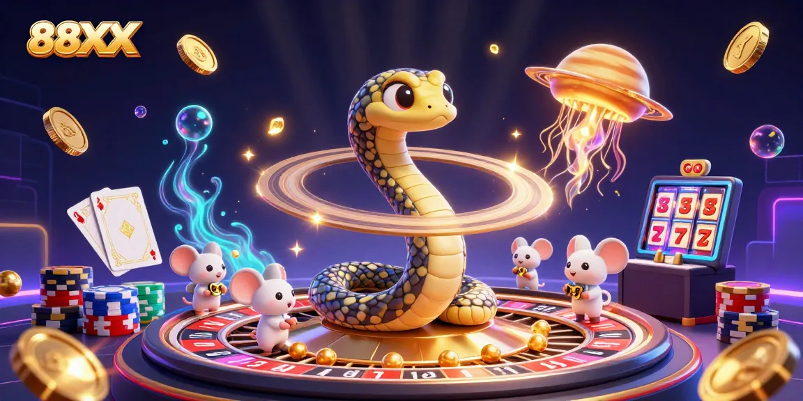 Experience thrilling bets on 88XX casino with cosmic characters and vibrant gaming elements.