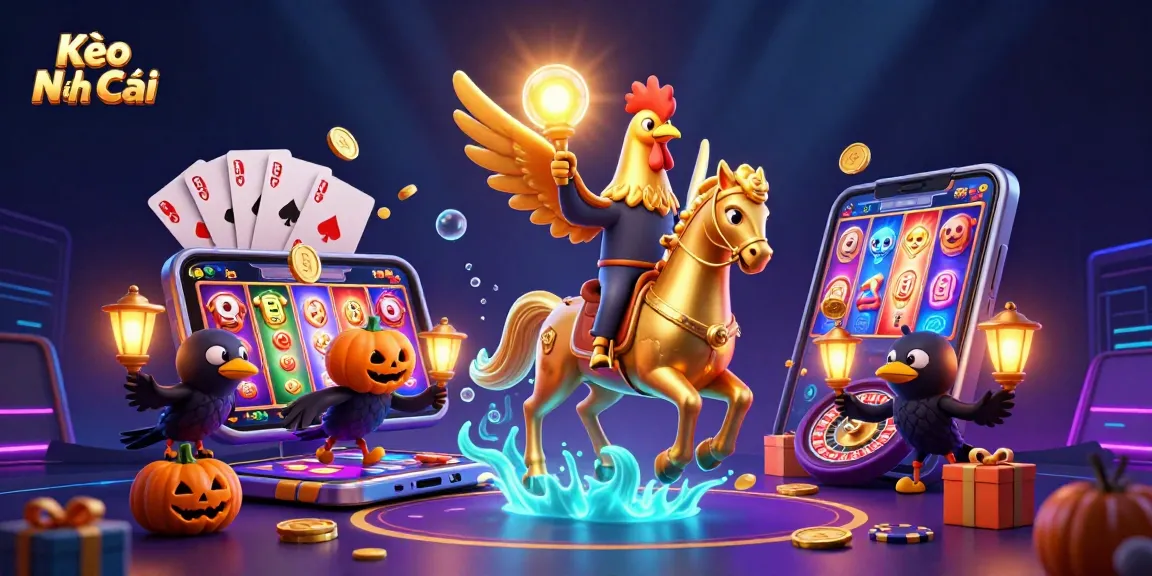 Win big with Kèo Nhà Cái while enjoying golden rooster adventures in a dazzling casino scene.