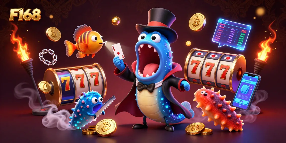 Experience thrilling gameplay at F168 with a vibrant scene of casino fun featuring bioluminescent sea creatures.