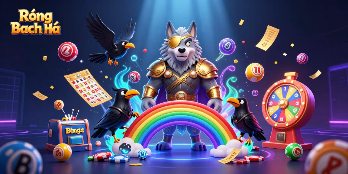 Experience thrilling action with Rồng Bạch Kim amidst vibrant lottery elements and lively casino imagery.