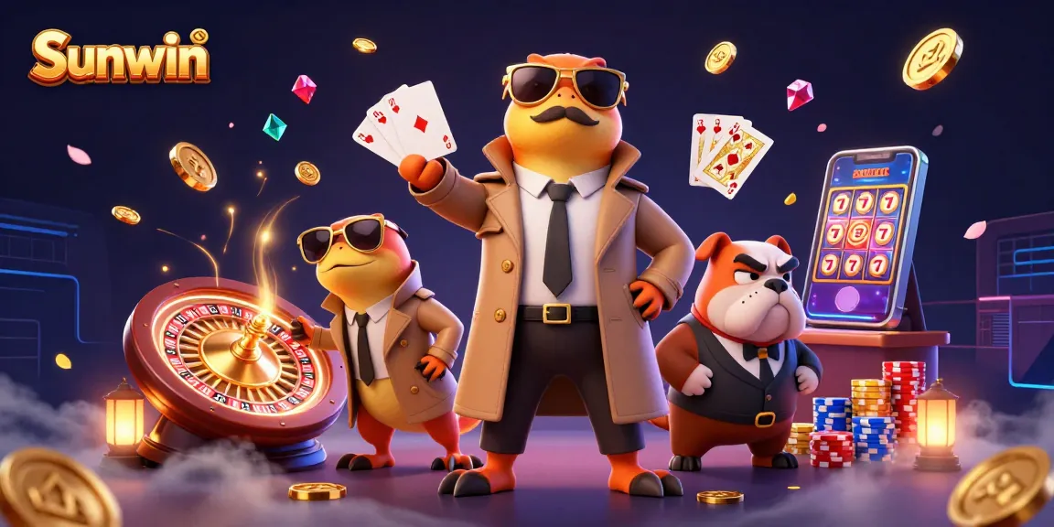 Experience the thrill at Sunwin Casino as raptors in disguise attempt VIP entry, showcasing dazzling gaming elements.
