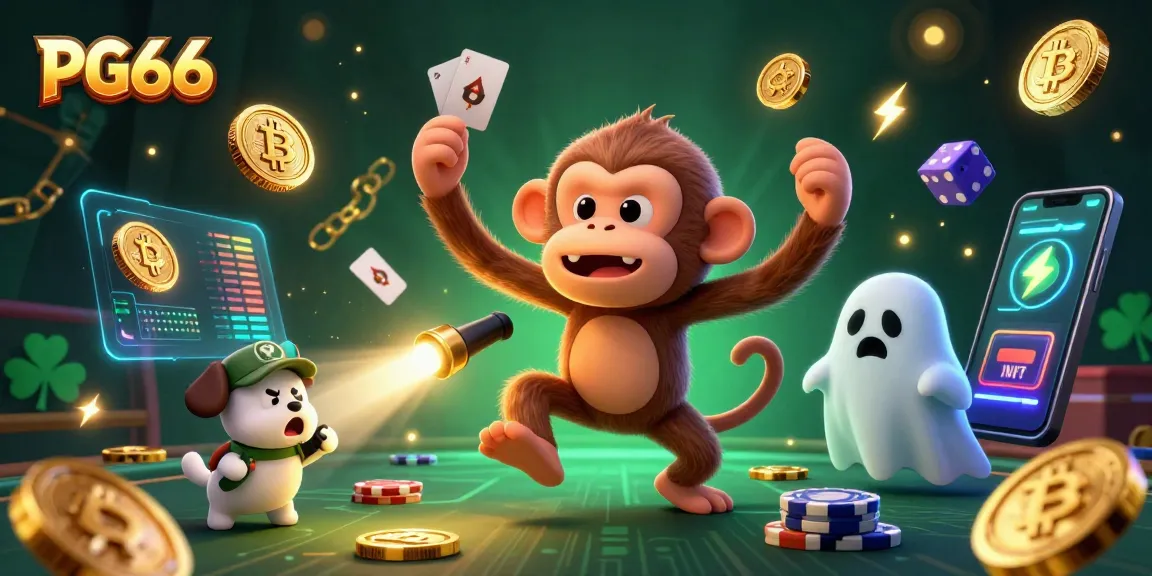 Engage in winning moments at PG66 with the ghost-hunter puppy tracking golden treasures in a vibrant casino.