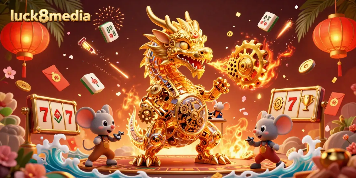 Experience thrilling gameplay with luck8media's dynamic casino elements in vibrant 3D illustration.