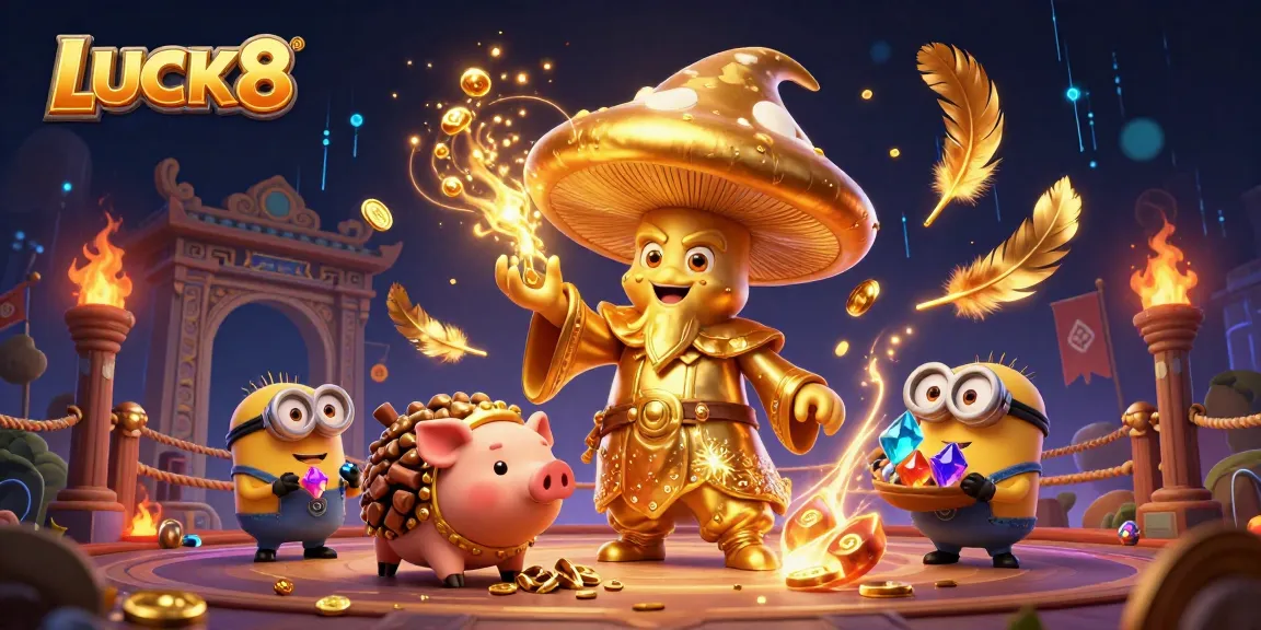 Unlock thrilling opportunities at LUCK8 with a magical casino adventure featuring vibrant characters and dynamic game elements.