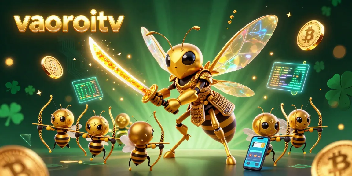 Engage with vaoroitv's thrilling casino experience featuring vibrant golden hornets and crypto elements.
