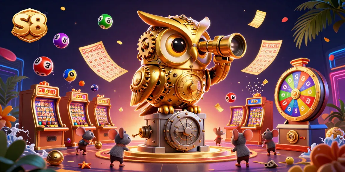 S8 unveils a vibrant casino scene with a clockwork owl and exciting game elements