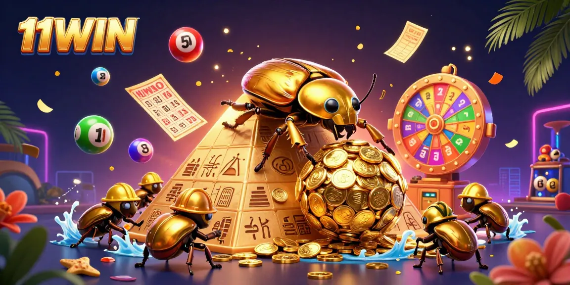 Engage with the thrilling world of 11WIN as lottery symbols and vibrant elements come to life.