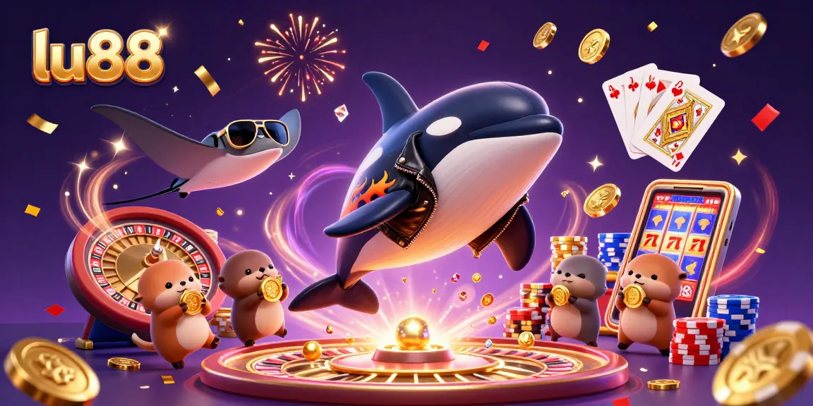 Experience exciting gameplay at lu88 as sea creatures celebrate with coins and casino elements.