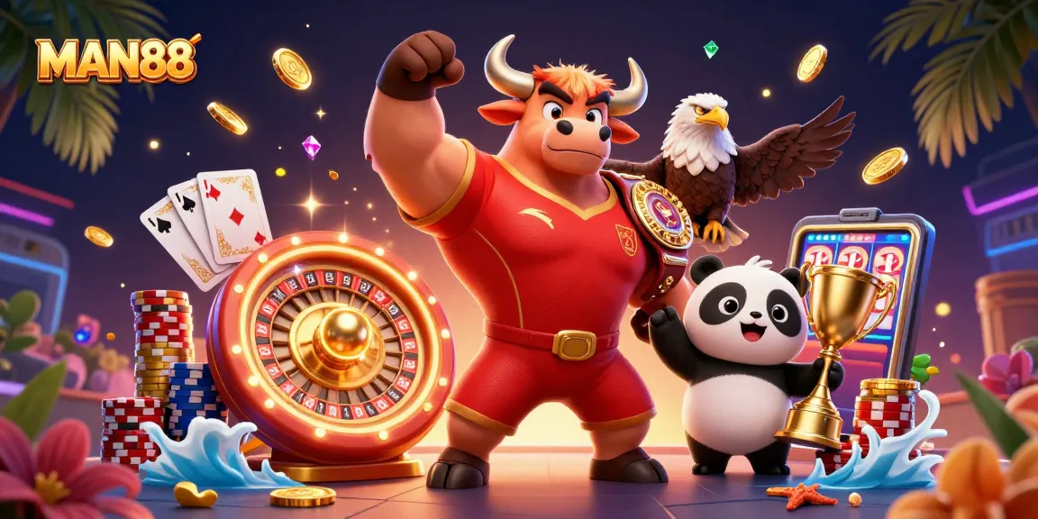 Experience thrilling wins with MAN88's champions in an exciting casino scene.