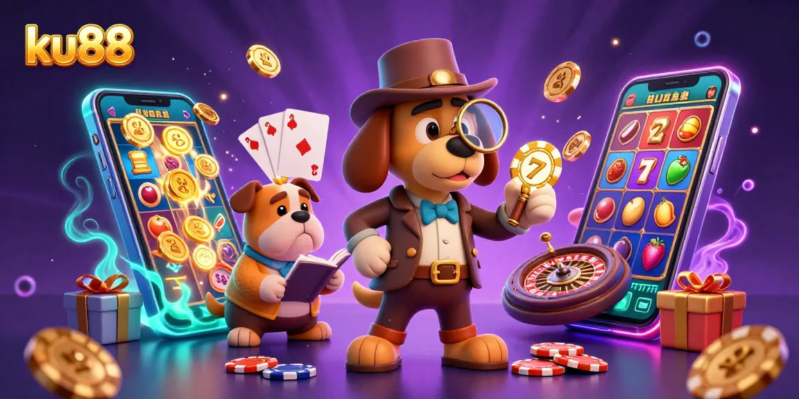Discover thrilling slot adventures with ku88 through a dynamic scene featuring detective characters.