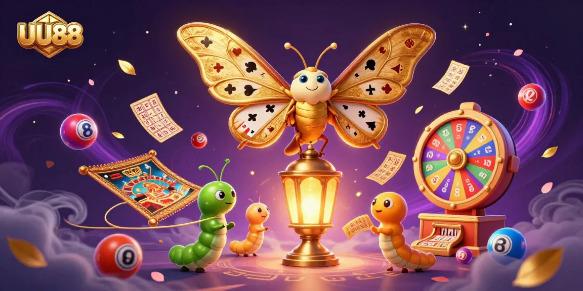 Experience the excitement of UU88 with a dynamic casino-themed 3D illustration showcasing vibrant lottery elements.